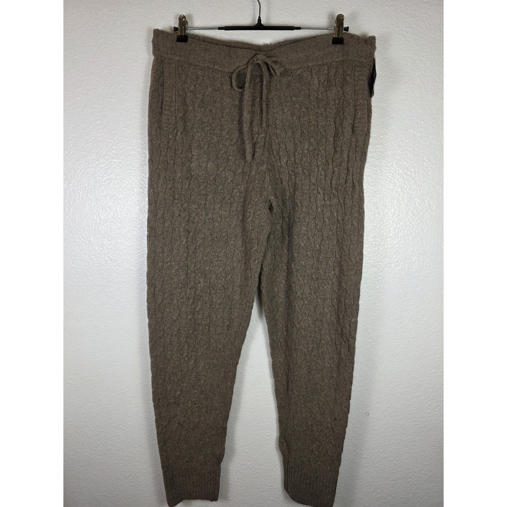 Auden Luxe Cozy Jogger Heather Sable Brown Cable Knit Lounge Pants Large